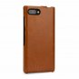 For BlackBerry Key2 Case. Slim Vertical Leather Ultra slim flip Cover Cognac