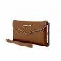 For iPhone 7 Case Cowhide Leather lining portable wristlet featuring Almond