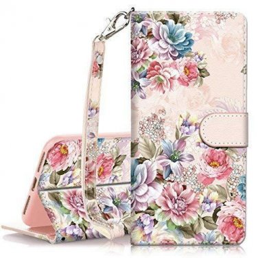 iPhone XS Max Case Hocase PU Leather Wallet Full Body Protective Peony/Rose Gold