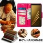 For Galaxy A8 case Scratch Proof Leather Wallet Stand Cover Card Slots Rose Red