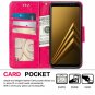 For Galaxy A8 case Scratch Proof Leather Wallet Stand Cover Card Slots Rose Red