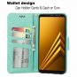 For Galaxy A8 case 3 Card Holder Embossed Butterfly Flower PU Leather Flip Mint