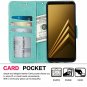 For Galaxy A8 case 3 Card Holder Embossed Butterfly Flower PU Leather Flip Mint