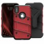 For iPhone Xs Max case Military Grade Drop Tested Holster Kickstand RED Black