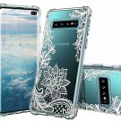 For Samsung Galaxy S10 Plus Case Slim Bumper Clear Flexible TPU White Flower