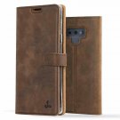Samsung Galaxy Note 9 Case Luxury Genuine Leather Wallet Viewing Stand Brown
