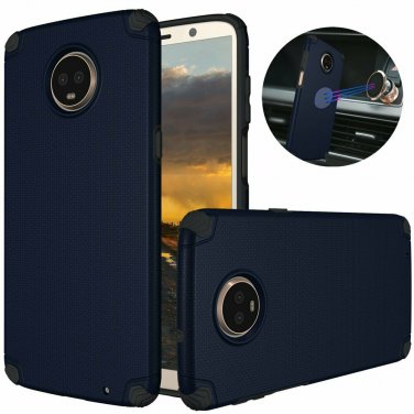 Moto Z3 Play Case Dretal ShockAbsorption Armor Magnetic AntiSlip Texture Navy