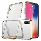 For iPhone Xs Max Case Crystal Clear Soft Thin Cover Transparent Edge Slim Gold