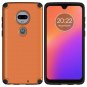 For Moto G7 Case with Tempered Glass Screen Protector Metal Plate Back Orange