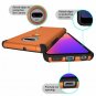 For Moto G7 Case with Tempered Glass Screen Protector Metal Plate Back Orange