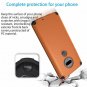 For Moto G7 Case with Tempered Glass Screen Protector Metal Plate Back Orange