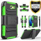 For Galaxy J3 2017 Case Holster HD Screen Protector Cover Shock Absortion Green