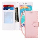 for iPhone 7/iPhone 8 Case Flip Folio Leather Wallet Credit Card Pockets Rose