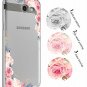 For Galaxy J7 V Case Slim Shockproof Clear Soft Flexible TPU Floral Pink Rose