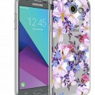 For Galaxy J7 V Case Slim Shockproof Clear Soft Flexible TPU Purple Floral