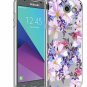 For Galaxy J7 V Case Slim Shockproof Clear Soft Flexible TPU Purple Floral