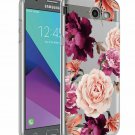 For Galaxy J7 V Case Slim Shockproof Clear Soft Flexible TPU Floral Pattern