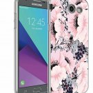 For Galaxy J7 V Case Slim Shockproof Clear Soft Flexible TPU Pink Floral Pattern