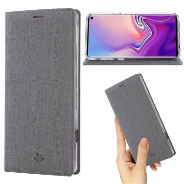 For Galaxy S10 Wallet Case Leather Stand Kickstand Card Slot Magnetic Gray