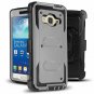 For Grand Prime Case Kickstand Shock Absorption Hybrid Dual Layer Rugged Grey
