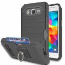 For Galaxy Grand Prime Case Stand Brushed Texture Dual Layer Shockproof Black