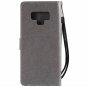 For Galaxy Note 9 Case Wallet PU Leather Flowers Folio Magnetic Kickstand Gray