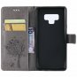 For Galaxy Note 9 Case Wallet PU Leather Flowers Folio Magnetic Kickstand Gray