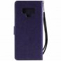 For Galaxy Note 9 Case Wallet PU Leather Flowers Folio Magnetic Kickstand Purple