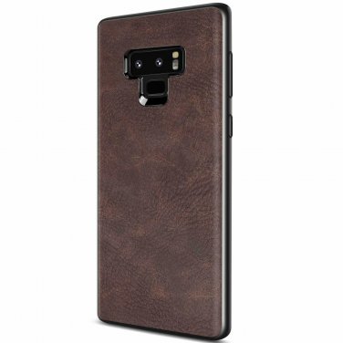 For Samsung Galaxy Note 9 Case Slim PU Leather Vintage Shockproof Dark Brown