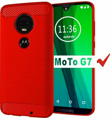 For Moto G7 Case Soft Slim Shockproof AntiFingerprint Full Protective Red
