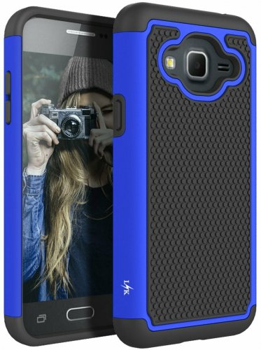For J3 Case Prime Shock Absorption Hybrid Armor Defender Protective Blue