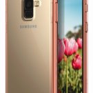 For Galaxy A8 case  Crystal Clear  PC Back Bumper Smoke Raised Bezels Rose Gold