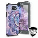 For Samsung Galaxy J7 Sky Pro Case Tempered Glass Screen Protector Mandala