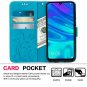 For Huawei P Smart Wallet Case 2019  PU Leather Magnetic Flip Cover Flower Blue