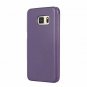 For Samsung Galaxy S7 Case Dual Window Magnetic Closure Twill PU Leather Purple