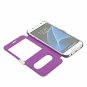 For Samsung Galaxy S7 Case Dual Window Magnetic Closure Twill PU Leather Purple