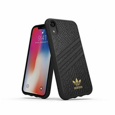 For iPhone XR case adidas Originals Moulded leatherlike inlay 3 suede Black