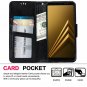 For Galaxy A8 case 3 Card Holder Embossed Butterfly Flower PU Leather Flip Black