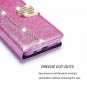 For Samsung Galaxy A8 Case 2018 Glitter Glossy PU Leather Diamond Buckle Purple