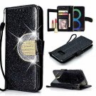 For Samsung Galaxy A8 Case 2018 Glitter Glossy PU Leather Diamond Buckle Black