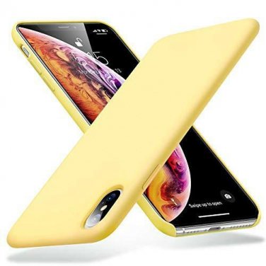 For iPhone Xs Max Case Liquid Silicone Rubber Shockproof Soft Microfiber Yellow