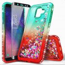 Galaxy A6 Case with Tempered Glass Screen Protector NageBee Glitter Liquid