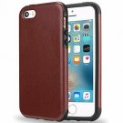 iPhone 5/5S/SE Case Leather Back Flexible TPU Silicone Hybrid Shockproof Brown