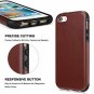 iPhone 5/5S/SE Case Leather Back Flexible TPU Silicone Hybrid Shockproof Brown