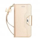 Samsung Galaxy S7 Edge Case Leather Wallet Flip Folio Mirror Wrist Strap Lemon