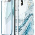 For iPhone Xs Max Case Builtin Screen Protector Cosmo FullBody Glitter Blue