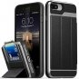 For iPhone 7/8 Plus Wallet Case Leather Military Grade Drop Protection Black