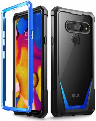 For LG V40 Thin Case Poetic Guardian Scratch Resistant Back BuiltinScreen Blue