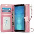 For Galaxy J8 Case Wallet Stand Slim Fit Heavy Duty Protective Shock Flip Pink