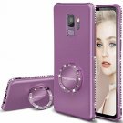 For Galaxy S9 Case Glitter Kickstand Grip Finger Luxury Diamond Sparkle Purple